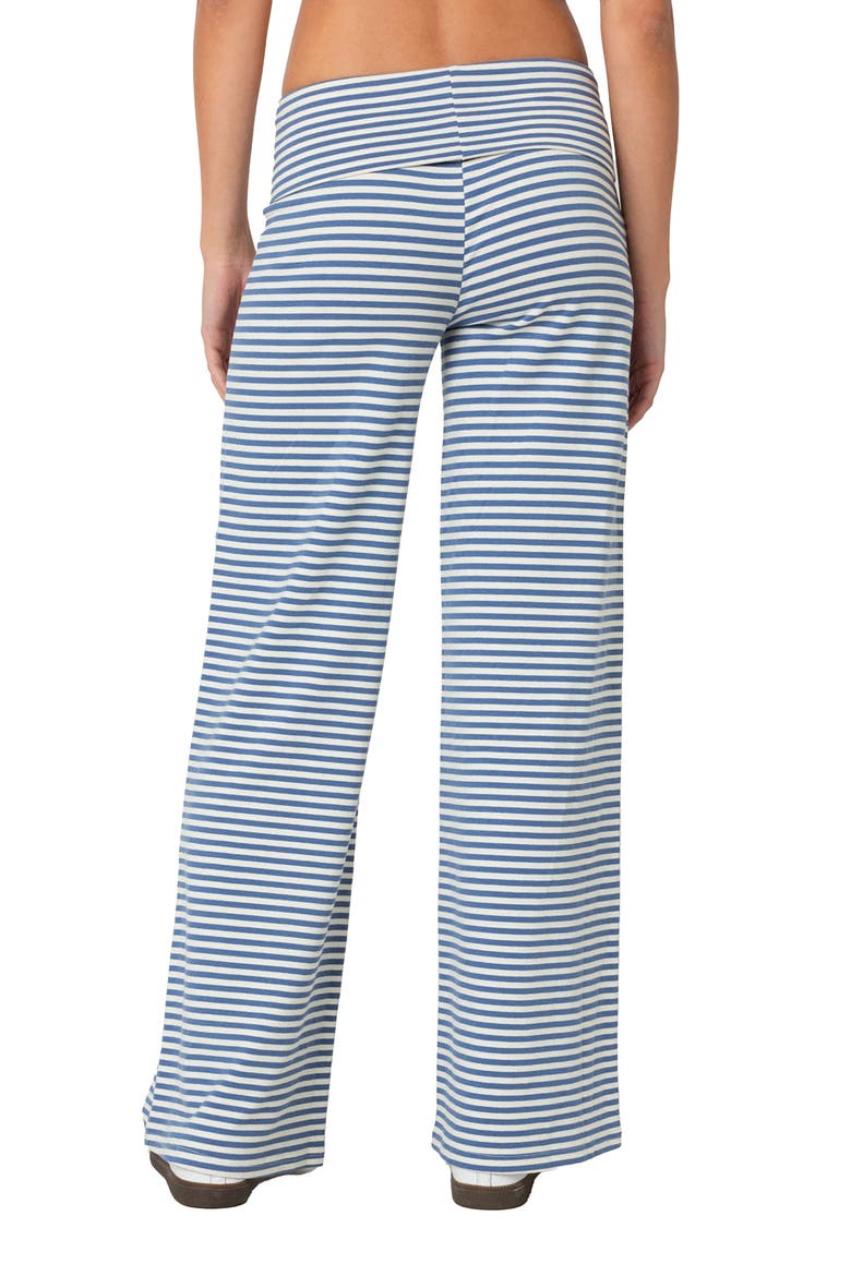 Lilah Stripe Foldover Pants, Alternate, color, BLUE-AND-WHITE