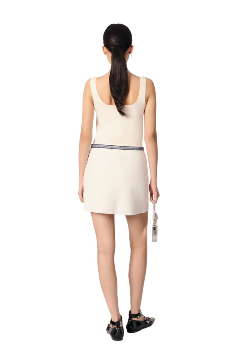 maje Short skirt with contrasting trim, Alternate, color, Ecru