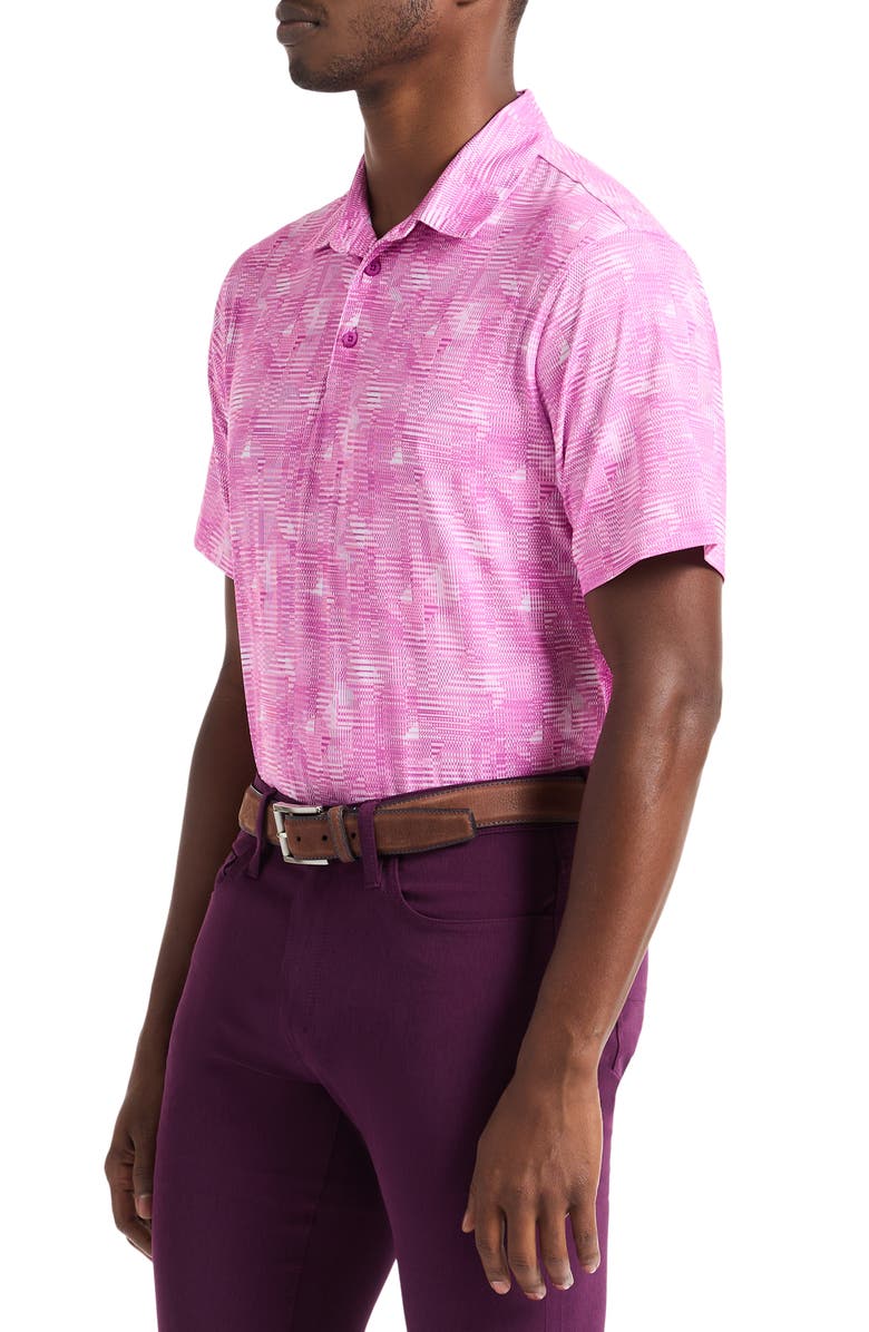 Robert Graham Norlen Geo Pattern Performance Golf Polo, Alternate, color, Pink