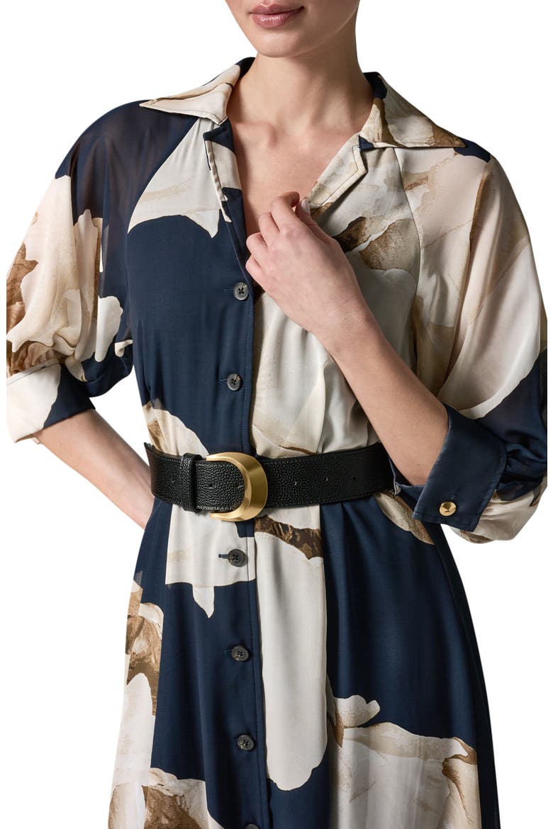 Floral Print Chiffon Midi Shirtdress, Alternate, color, NIGHT SKY