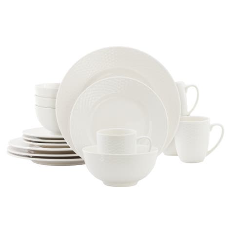 Ophelia 16 Piece Stoneware Dinnerware Set in White