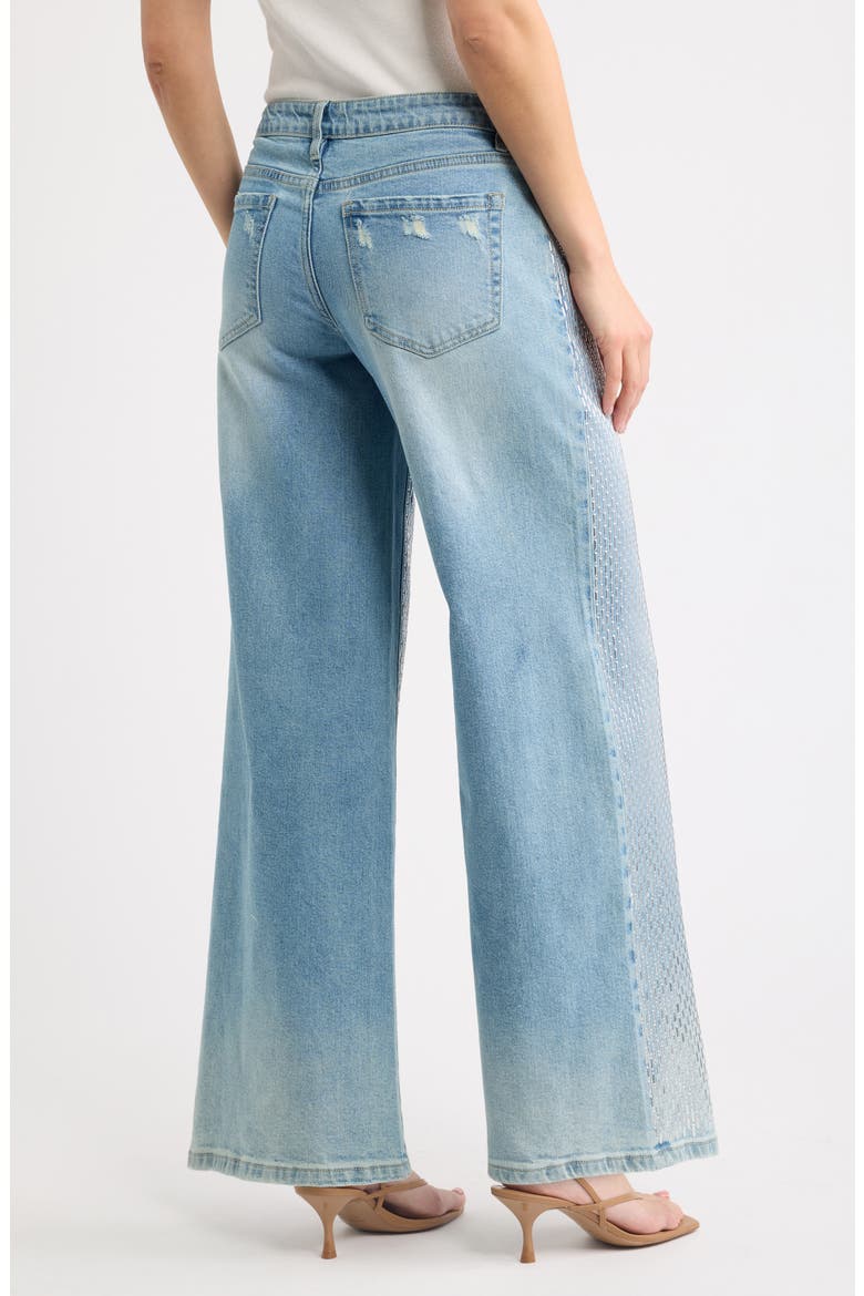 Bar Studded Low Rise Wide Leg Jeans, Alternate, color, LIGHT WASH