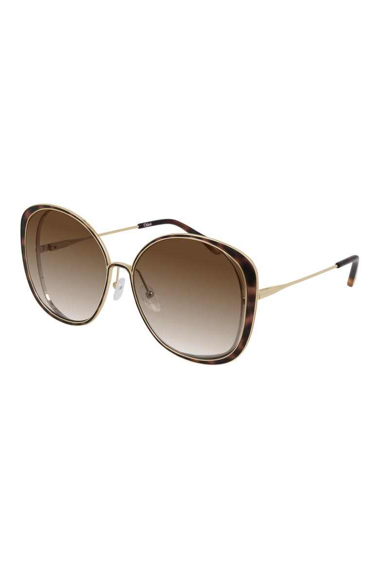 63mm Gradient Oversize Round Sunglasses, Main, color, GOLD/ BROWN GRADIENT
