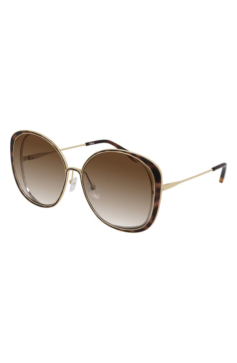 Chloé 63mm Gradient Oversize Round Sunglasses, Main, color,