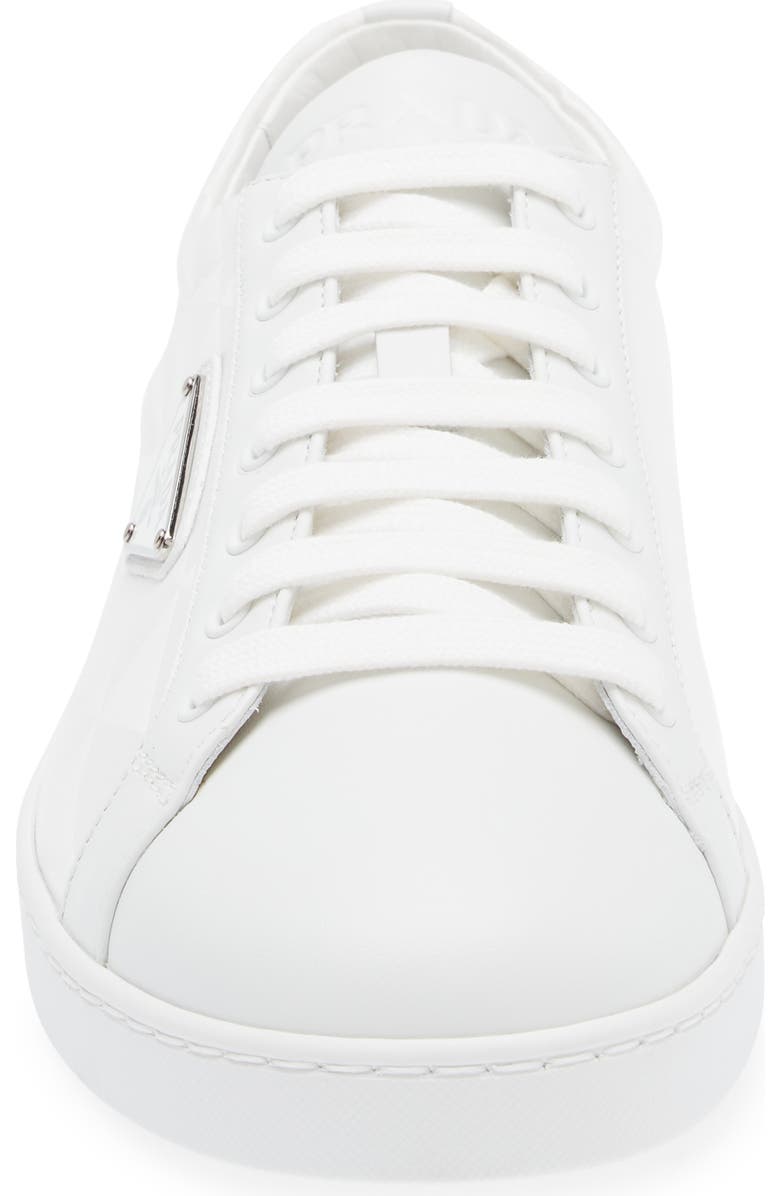 Prada Lane Triangle Logo Sneaker, Alternate, color, Bianco