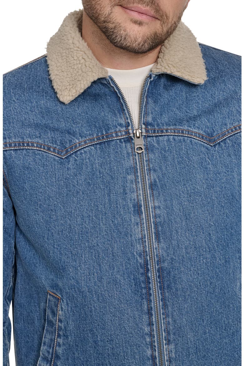 Western Denim Jacket with Removable Faux Shearling Collar, Alternate, color, MEDIUM WASH DENIM