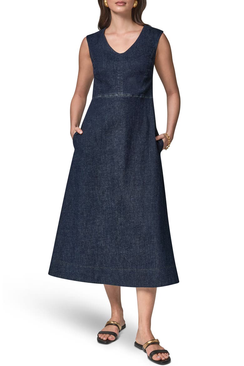 The Donna Sleeveless Denim Maxi Dress, Main, color, SENECA