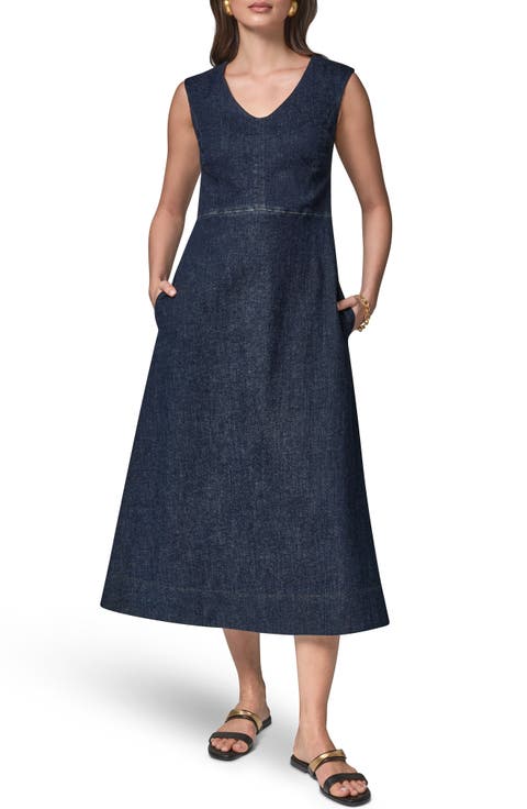 The Donna Sleeveless Denim Maxi Dress