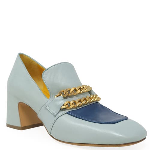 Madison Maison Mid Heel Loafer With Chain In Multi