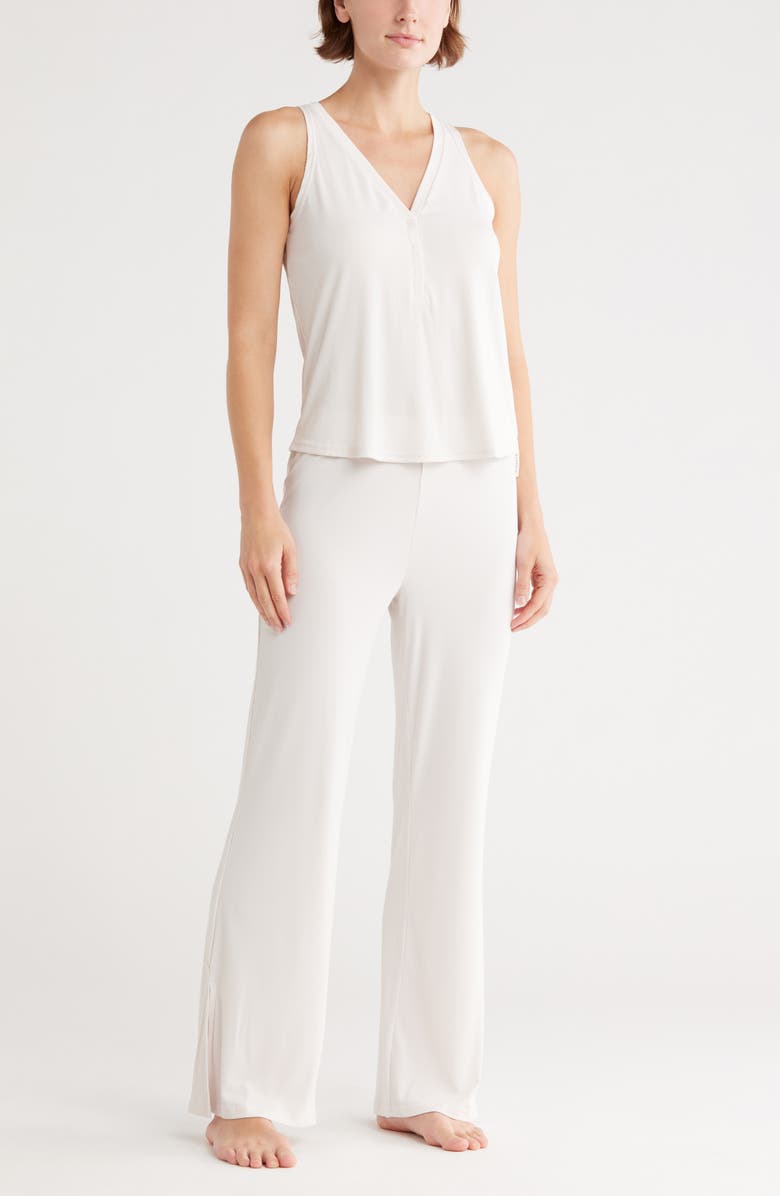 Danskin V-Neck Henley Tank Pajamas, Main, color, Pastel Parchment