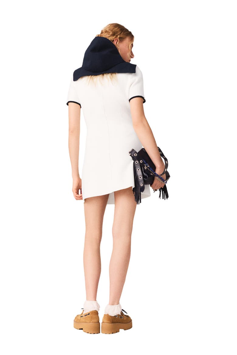 Short dress with contrasting trim, Alternate, color, Ecru