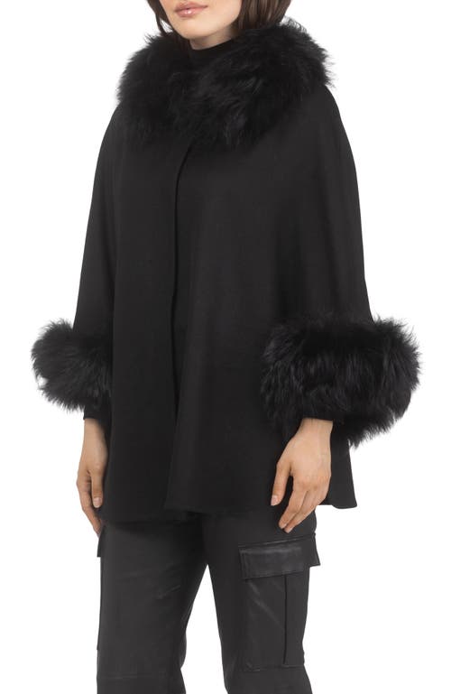 Gorski Select Wool Cape With Select Lamb Collar And Cuffs In Black