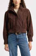 Nordstrom Funnel Neck Suede Bomber Jacket