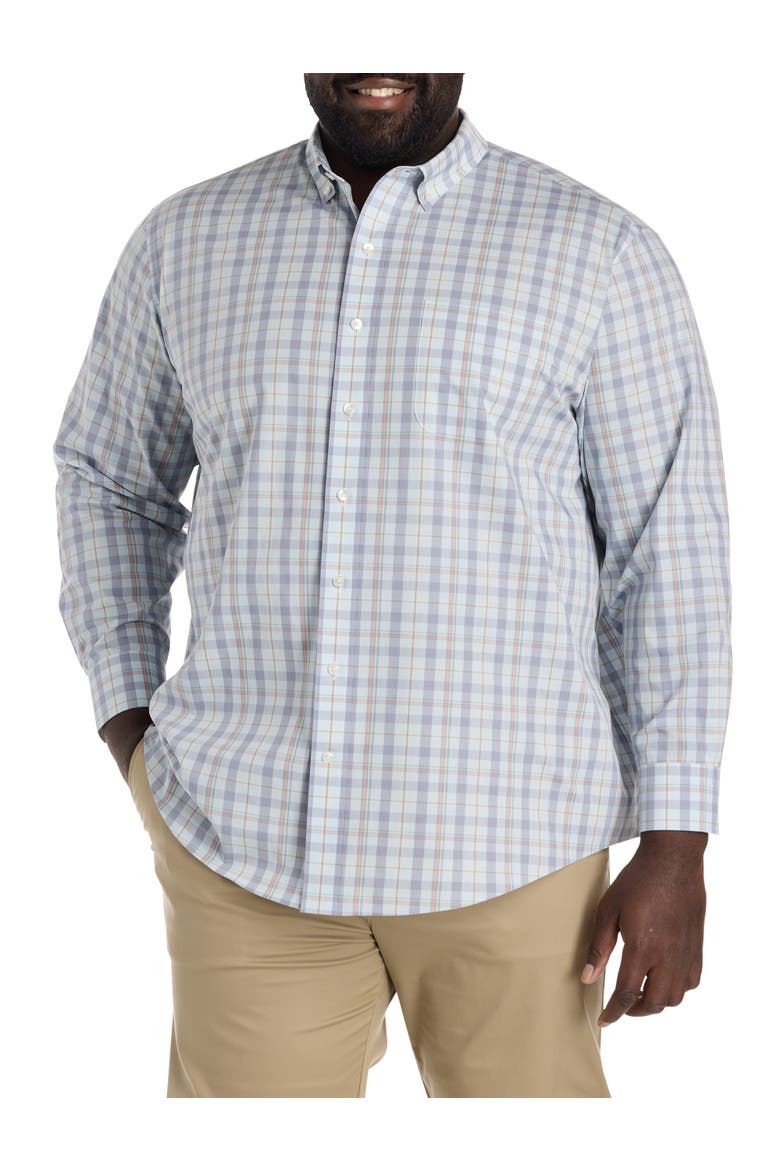 Big & Tall Large Plaid Tech Sport Shirt, Alternate, color, BLUE