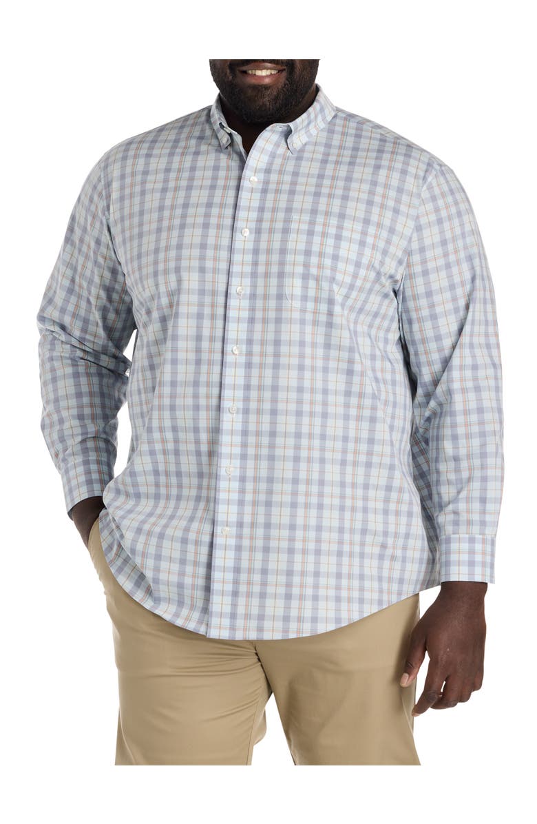 Oak Hill by DXL Big & Tall Large Plaid Tech Sport Shirt, Alternate, color, Blue