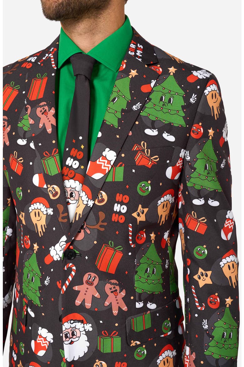 Merry Jinglejoy Slim Fit Two-Piece Suit & Tie Set, Alternate, color, BLACK