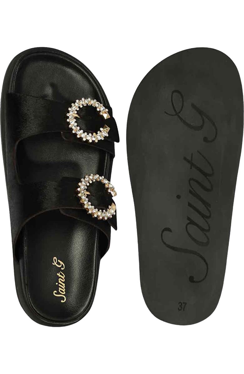 SAINT G Ishie Genuine Calf Hair Slide Sandal, Alternate, color, Black