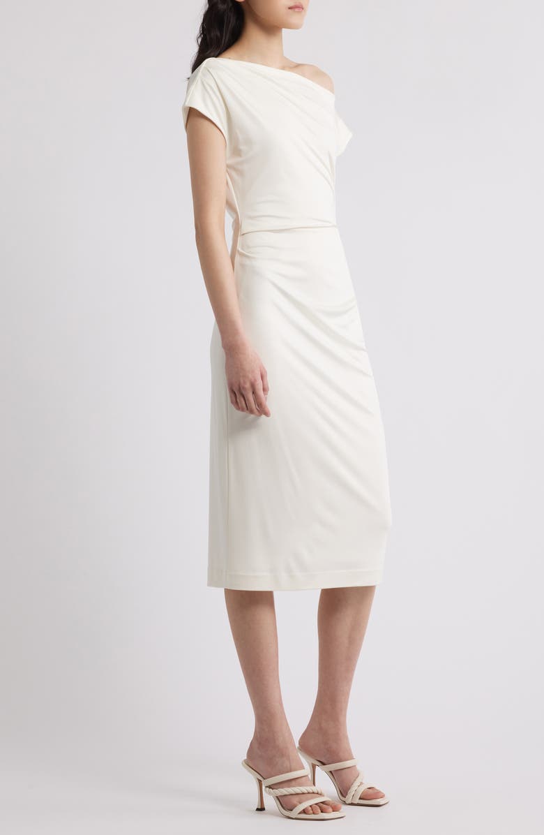 BOSS Asymmetric Sheath Dress, Alternate, color, Soft Cream