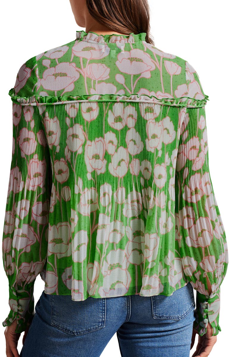 Ted Baker London Floral Micropleat Swing Top, Alternate, color, 