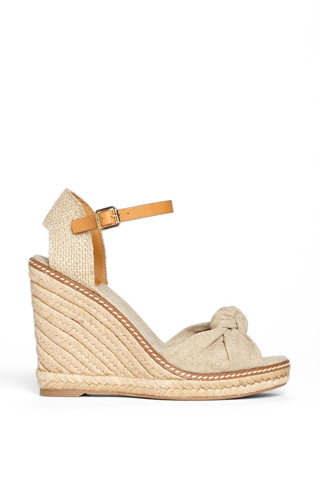 'Macy' Leather Wedge Espadrille Sandal, Alternate, color, GOLD WASHED/ NATURAL TAN