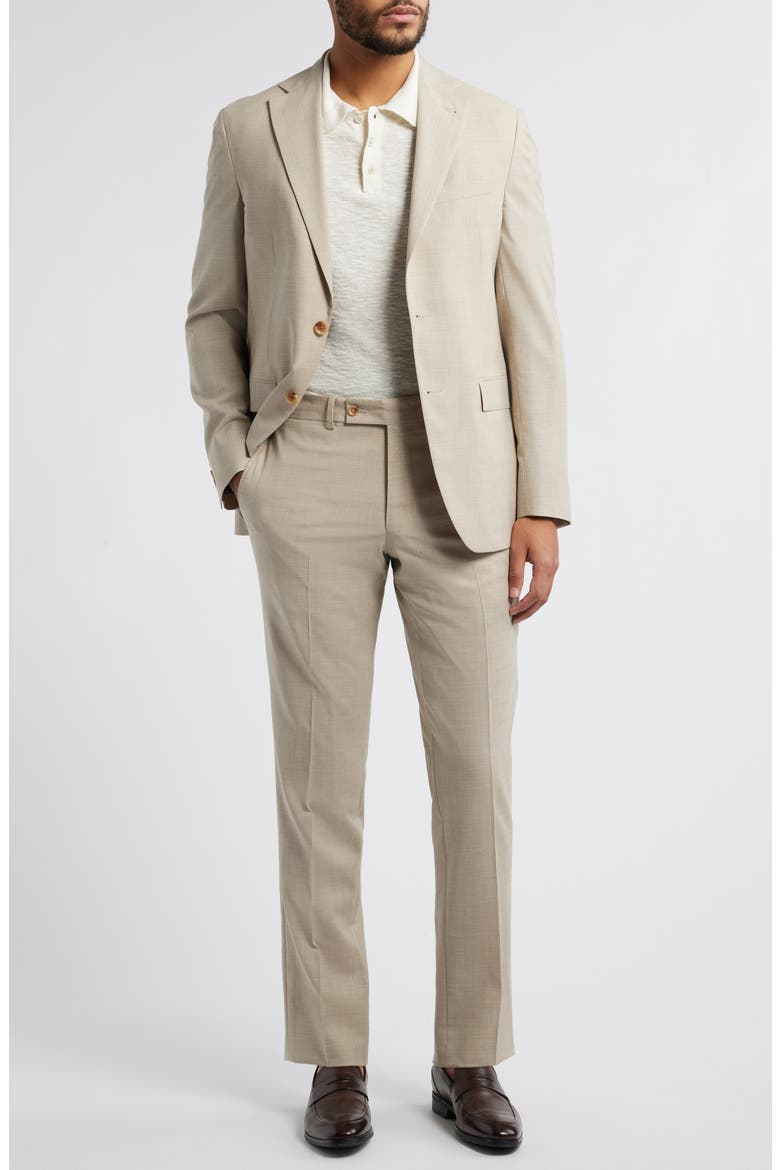 Midland Tan Slub Stretch Wool & Silk Blend Suit, Main, color, TAN