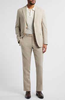 Jack Victor Midland Tan Slub Stretch Wool & Silk Blend Suit