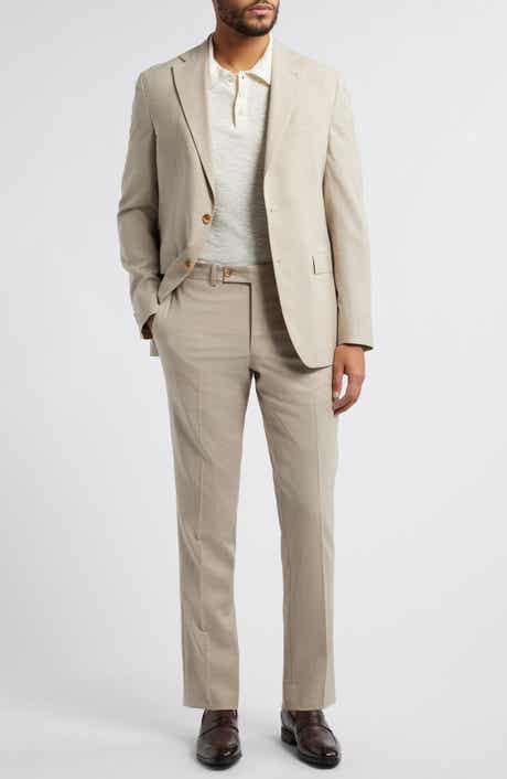 Jack Victor Midland Tan Slub Stretch Wool & Silk Blend Suit