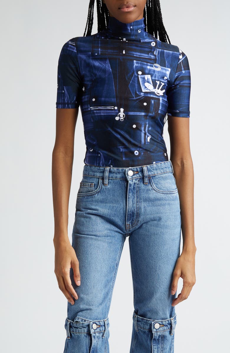 Coperni X-Ray Mock Neck Knit Top, Main, color, 