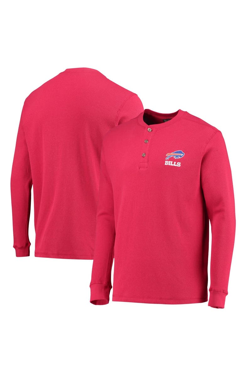 DUNBROOKE Men's Dunbrooke Red Buffalo Bills Logo Maverick Thermal Henley Long Sleeve T-Shirt, Alternate, color, 