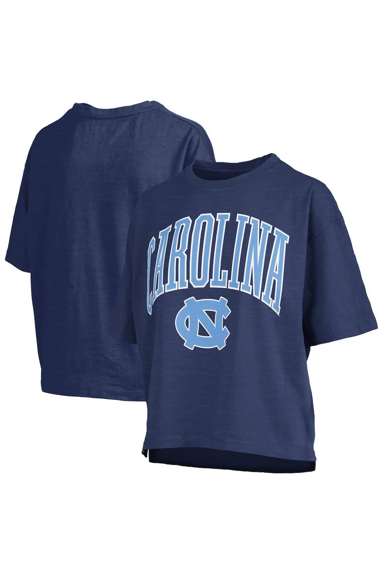 Women's Pressbox Navy North Carolina Tar Heels Nelson Arch Over Logo Waist Length Oversized Slub T-Shirt, Main, color, Navy