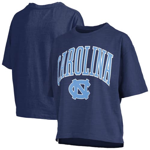 Pressbox Navy North Carolina Tar Heels Nelson Arch Over Logo Waist Length Oversized Slub T-shirt