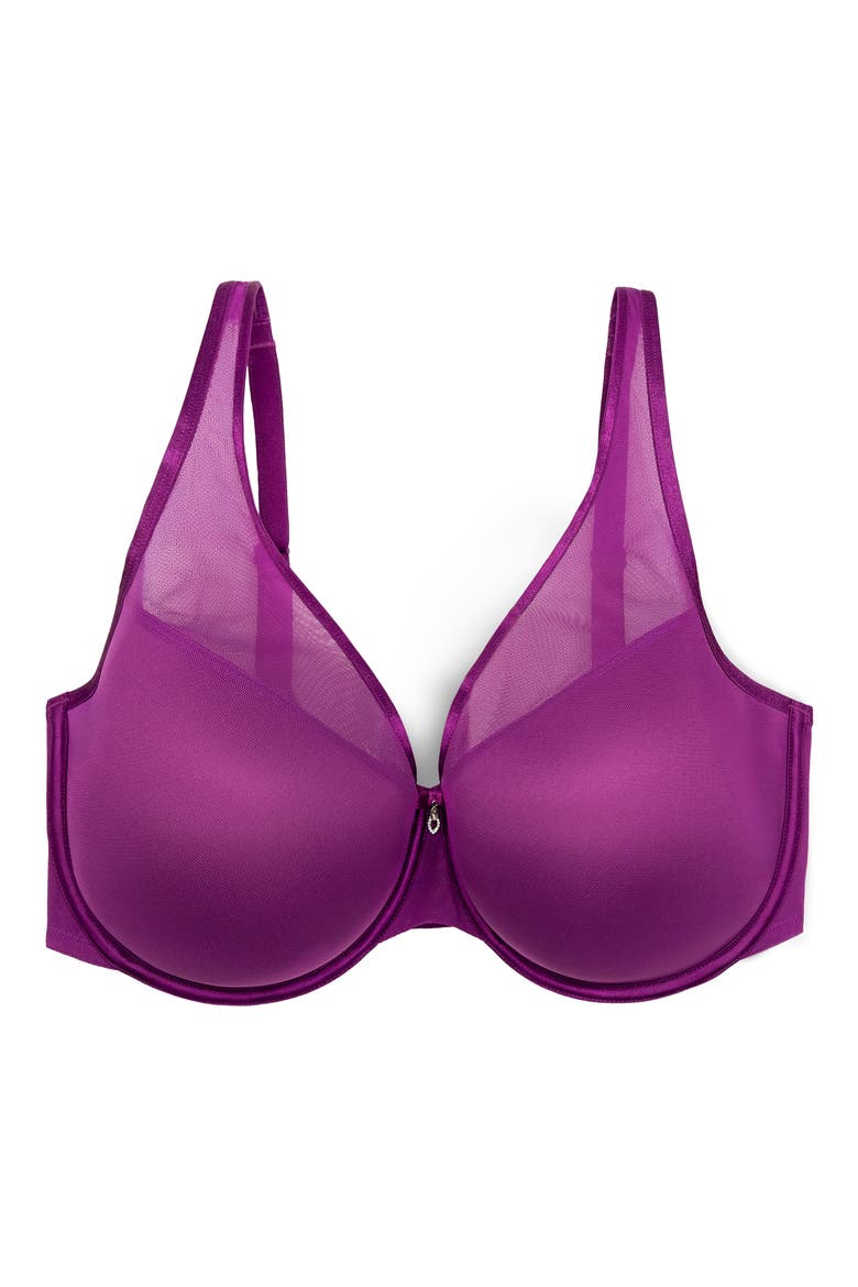 Sheer Mesh Plunge T-Shirt Bra, Alternate, color, BERRY BLISS
