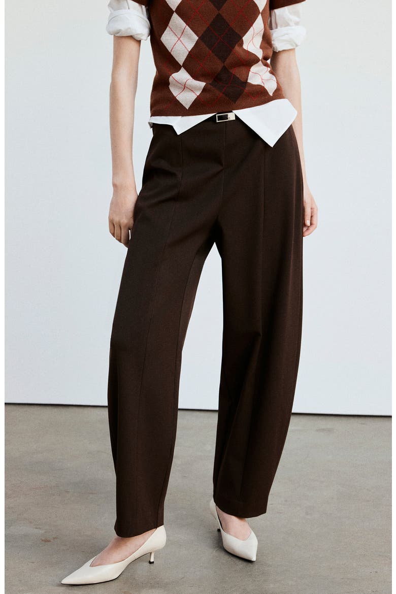 Balloon Crop Pants with Buckle Belt, Alternate, color, BROWN