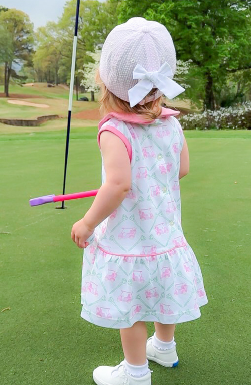Bits & Bows Sailboat Seersucker Bow Baseball Hat In Pink