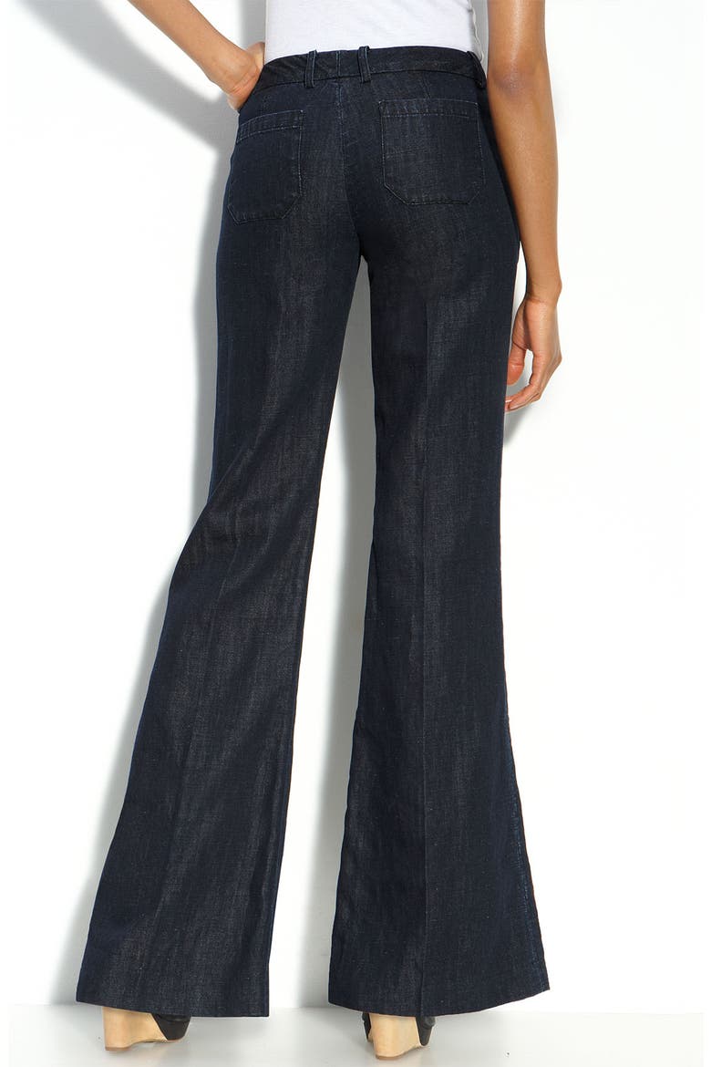 'Indigo' Flared Stretch Denim Trousers, Main, color, NOCE
