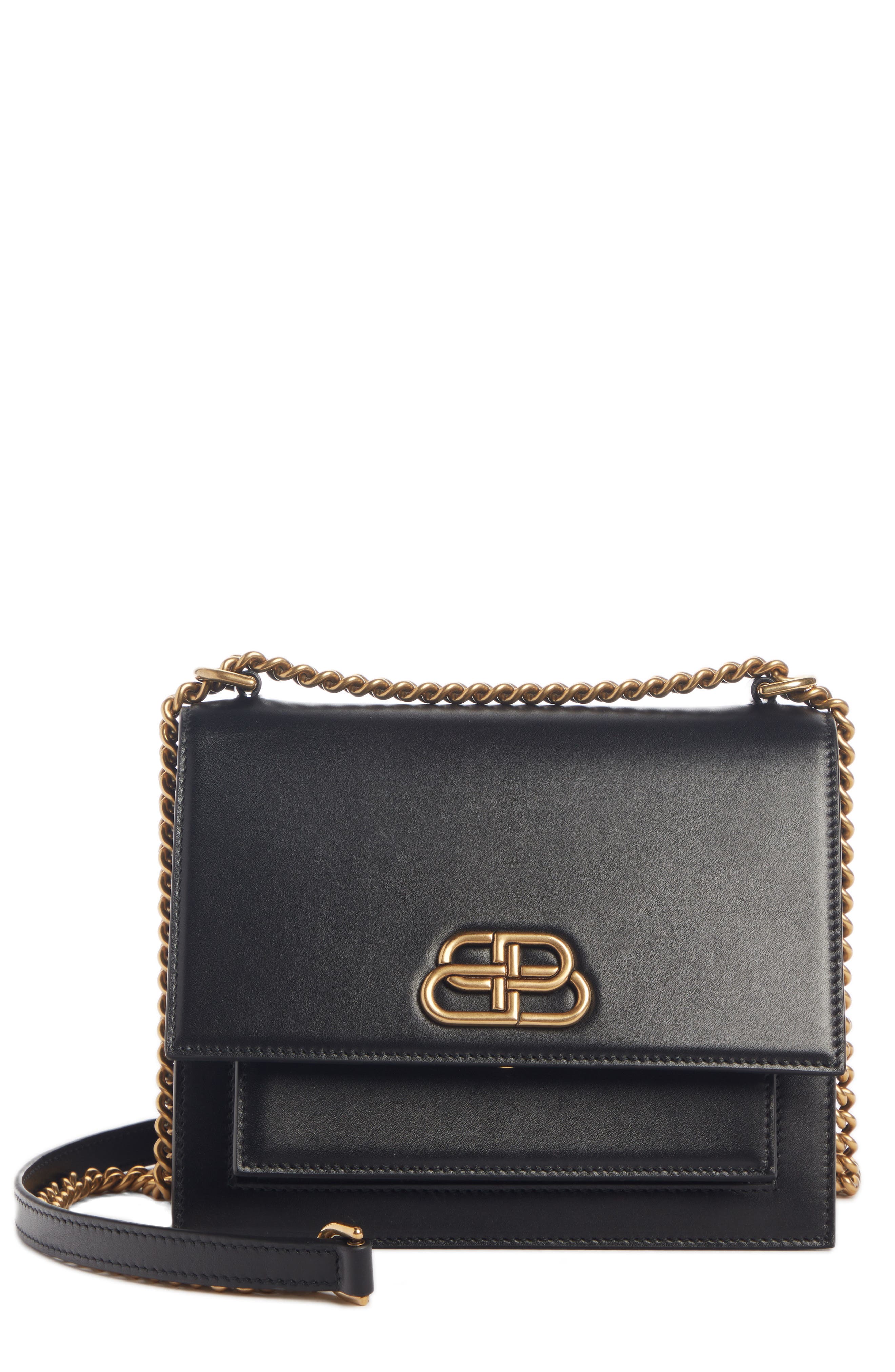 Balenciaga Sharp Leather Shoulder Bag, Main, color, 
