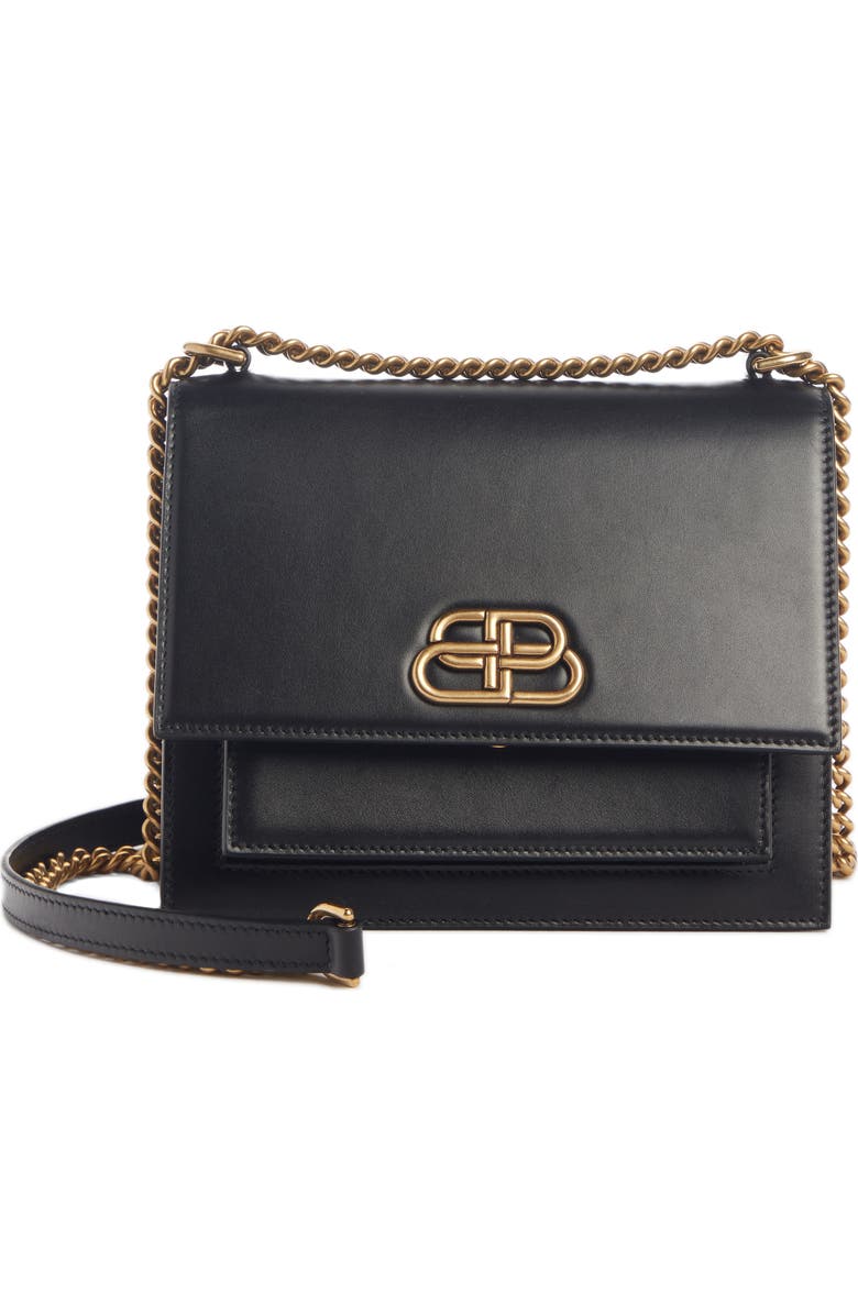 Balenciaga Sharp Leather Shoulder Bag, Main, color,