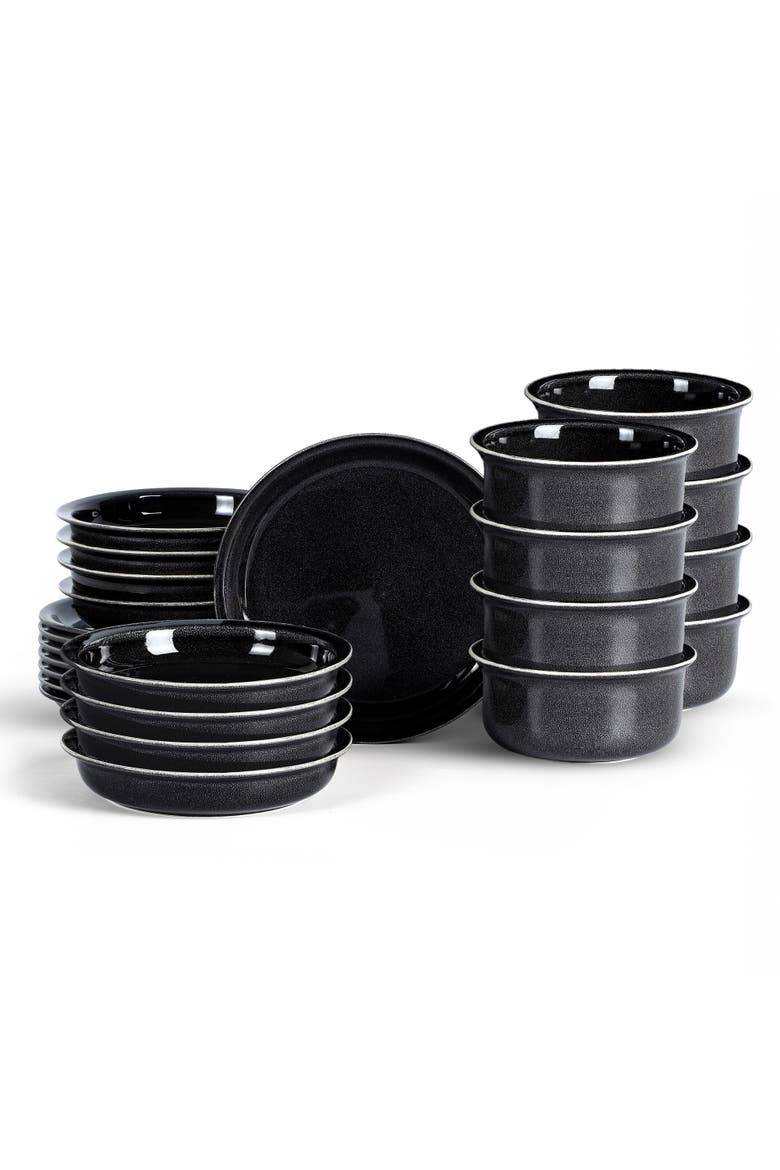Slate Stoneware 24-Piece Dinnerware Set, Main, color, Black
