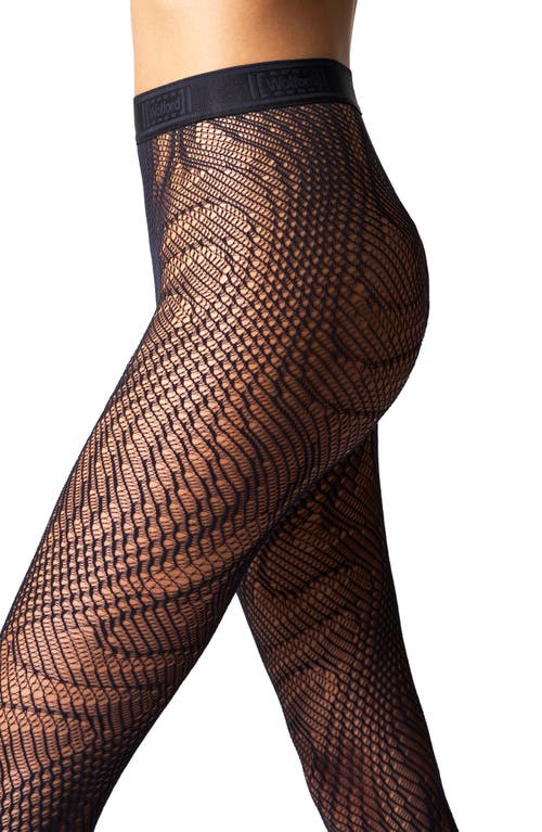 Wolford Snakeskin Net Tights In Black