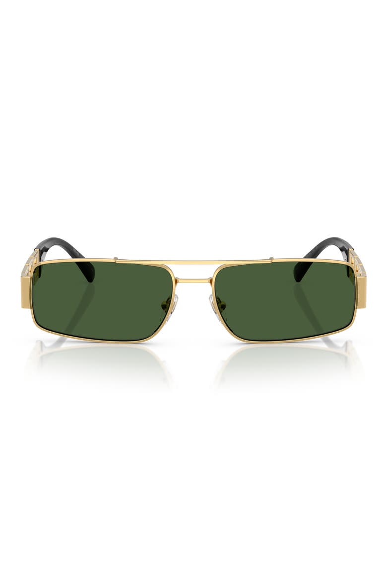 60mm Rectangular Sunglasses, Main, color, GOLD / DARK GREEN