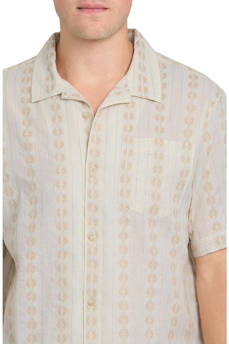 Bishop Jacquard Short Sleeve Cotton Button-Up Camp Shirt, Alternate, color, TWILL