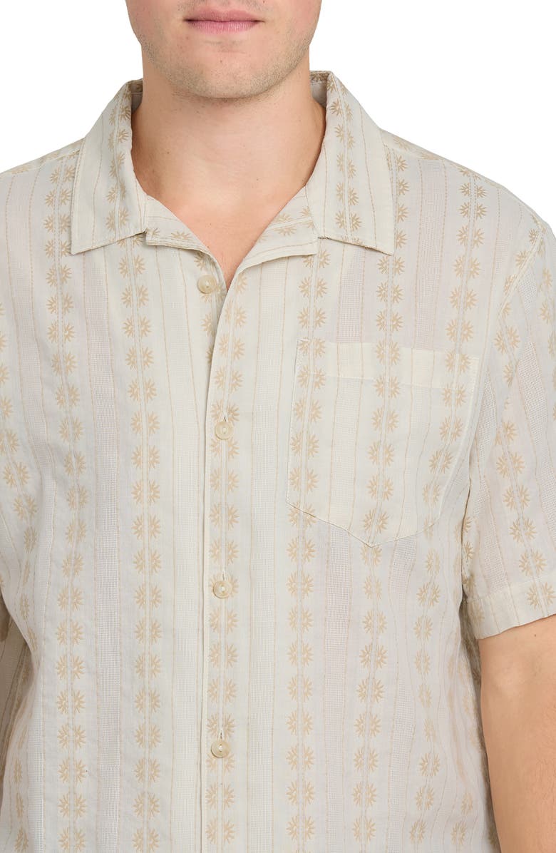 Quiksilver Bishop Jacquard Short Sleeve Cotton Button-Up Camp Shirt, Alternate, color, Twill