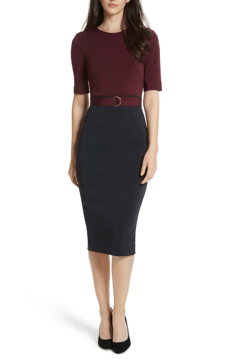 Wandee Ponte Body-Con Dress, Main, color, NAVY