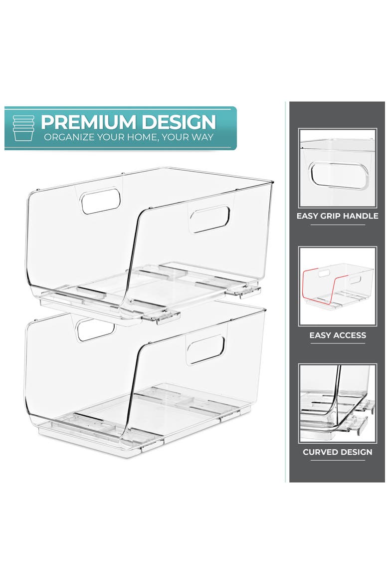 Set of 2 Stackable Open Front Storage Bins, Alternate, color, NO COLOR