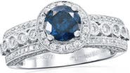 SOUZANA by Suzy Levian 14K White Gold 0.89ct Blue Diamond & 0.77cttw Diamond Ring