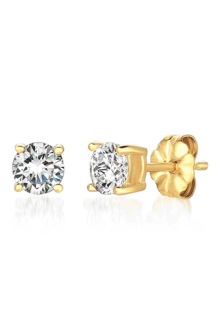 Cubic Zirconia Stud Earrings, Main, color, 18KT YELLOW GOLD