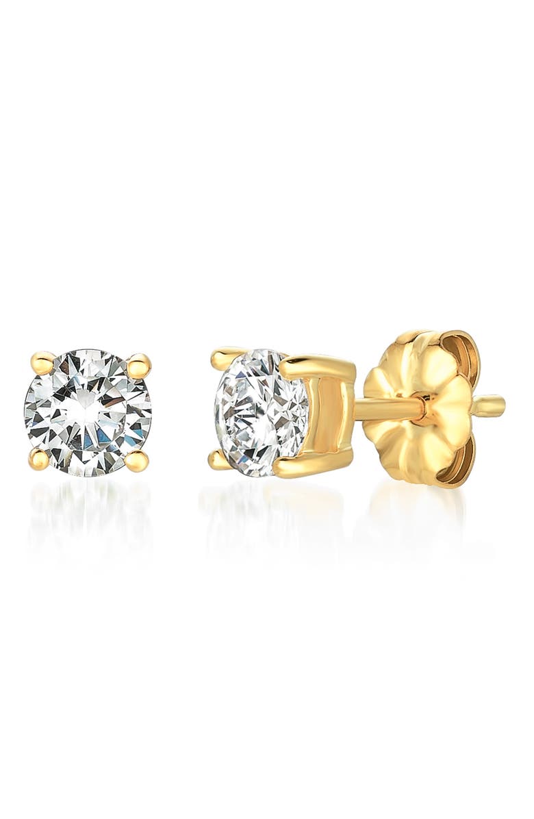 Crislu Cubic Zirconia Stud Earrings, Main, color, 18Kt Yellow Gold
