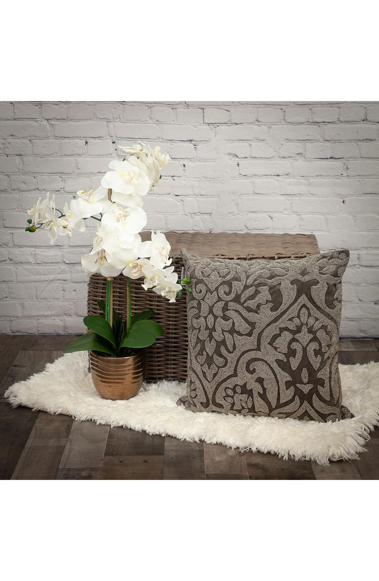 PARKLAND COLLECTION Carmela Beaded Velvet Throw Pillow, Alternate, color, Gray