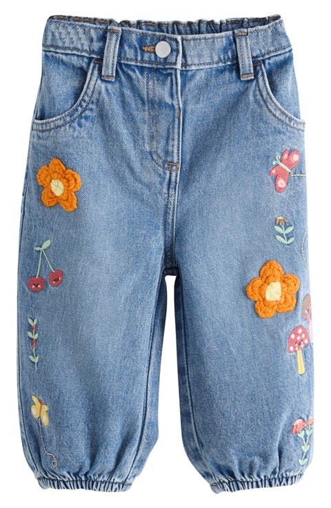 Kids' Embroidered Barrel Leg Jeans