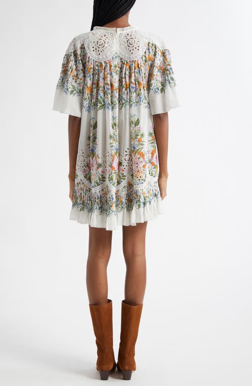 Farm Rio Sweet Bloom Cotton Eyelet Shift Dress In Off-white